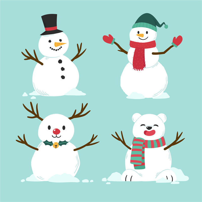 Bonhomme de neige d'hiver, saison de Noël, éléments dessinés à la main - Téléchargement gratuit au format PNG/PSD/JPG