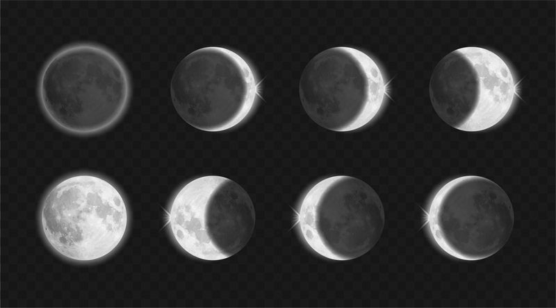 Collection Vintage Moon Set - Icônes - Éléments - Vecteur - Clair de lune