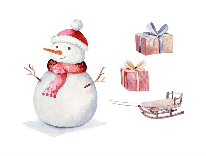 Bonhomme de neige d'hiver, saison de Noël, éléments dessinés à la main - Téléchargement gratuit au format PNG/PSD/JPG