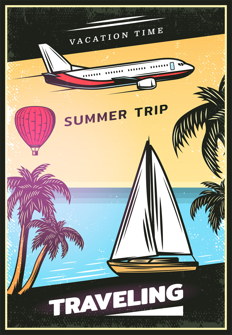 Avion - bannière d'affiche - éléments dessinés à la main hydravion IMAGE VECTOR
