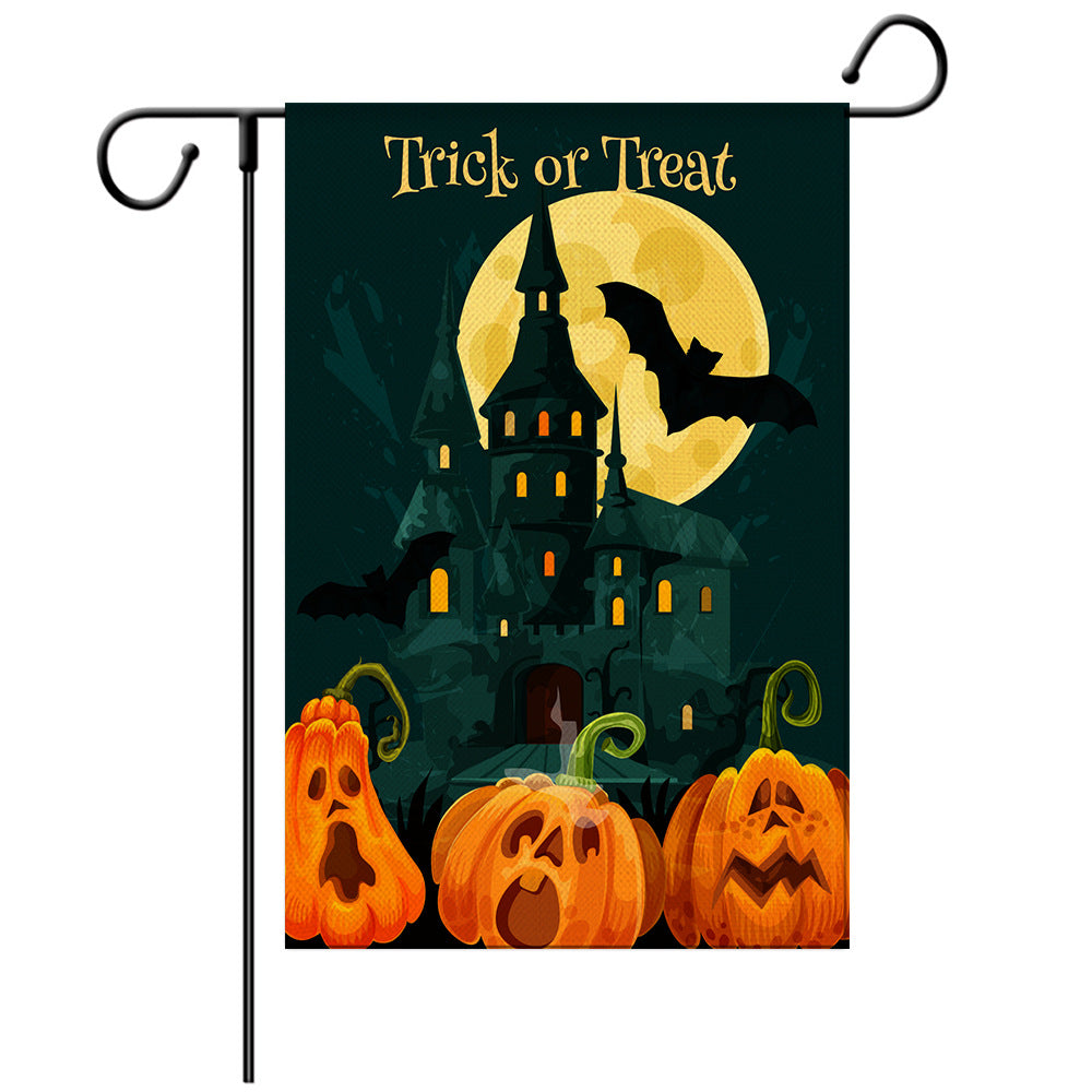 Halloween Welcome Flag - Pumpkin Monster/Witch/Zombie  Garden Flag - Yard Flag Designs - Illustration 