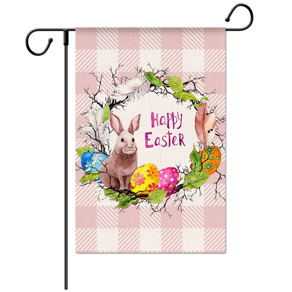Easter Welcome Flag - Bunny Garden Flag - Yard Flag Designs - Illustration