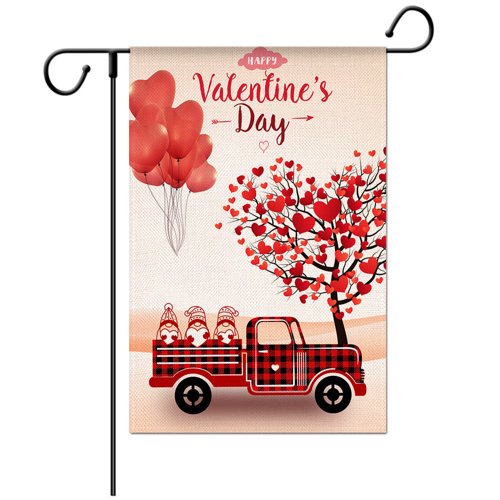 Valentine's Day Welcome Flag -Love Garden Flag - Yard Flag Designs - Illustration