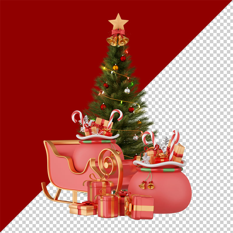 Luxurious Christmas Tree Photo Bakcground - Christmas Presents Decorative  - Png/PSD/JPG/ Free Download