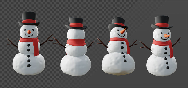 Bonhomme de neige d'hiver, saison de Noël, éléments dessinés à la main - Téléchargement gratuit au format PNG/PSD/JPG