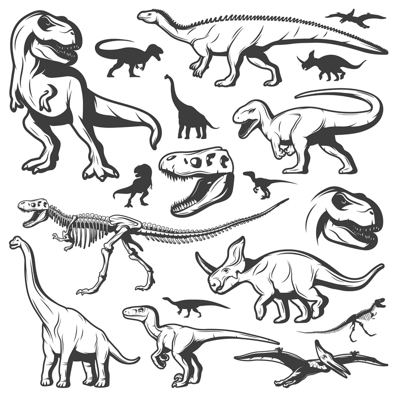 Dinosaurs Elements - Handdraw -Vintage -Sketch -Vector Free  