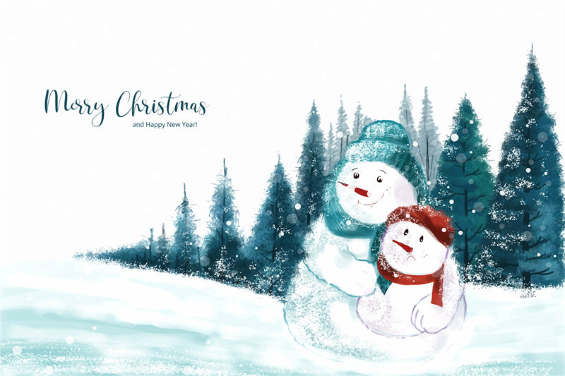 Bonhomme de neige d'hiver, saison de Noël, fond dessiné à la main - Téléchargement gratuit au format PNG/PSD/JPG