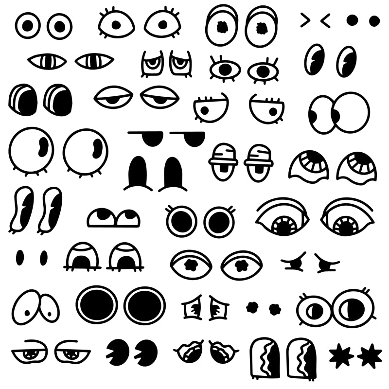 Clips d'yeux de dessin animé à la main - Visage de dessin animé - Globe oculaire de dessin animé - Halloween