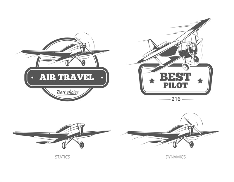 Airplane -logo mockups -badge -design IMAGE VECTOR 