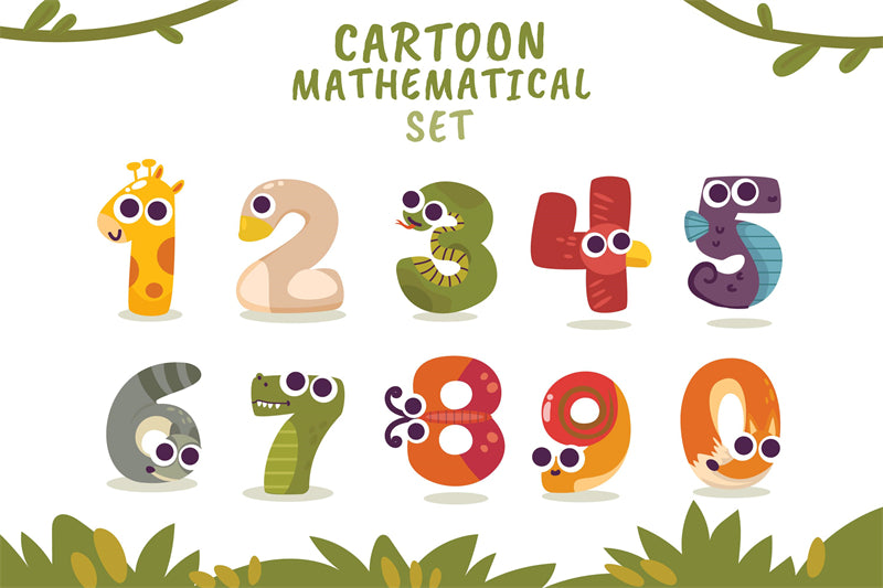 Handdraw Number Elements - Kid Numbers -Cartoon Numbers -Vetor