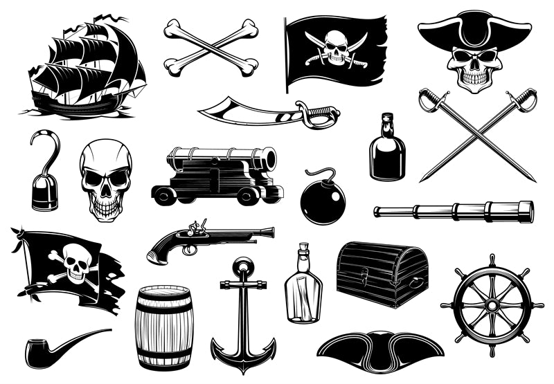 Maquettes de logos de pirates - Bateau viking - Logo vectoriel du fils des vikings