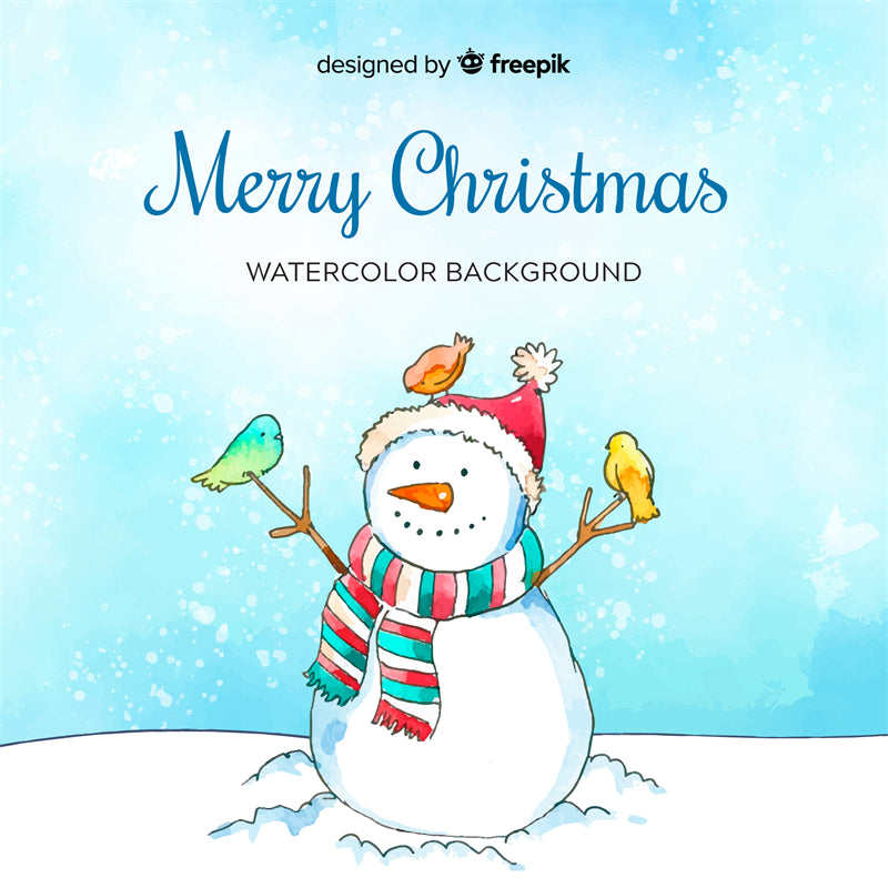 Bonhomme de neige d'hiver, saison de Noël, fond dessiné à la main - Téléchargement gratuit au format PNG/PSD/JPG