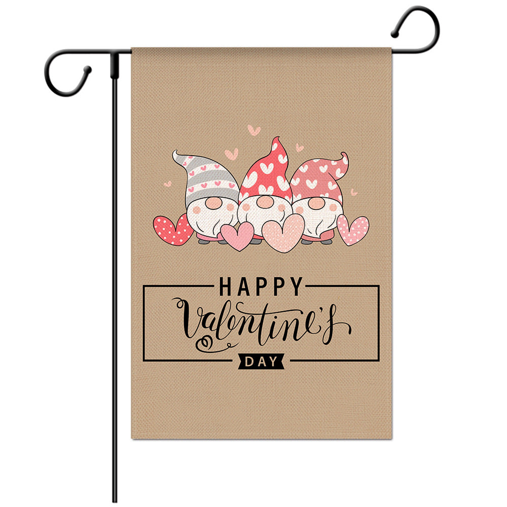 Valentine's Day Welcome Flag -Love Garden Flag - Yard Flag Designs - Illustration