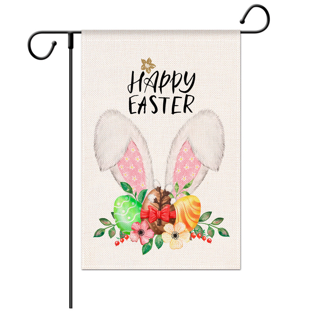 Drapeau de bienvenue de Pâques - Drapeau de jardin lapin - Modèles de drapeaux de jardin - Illustration