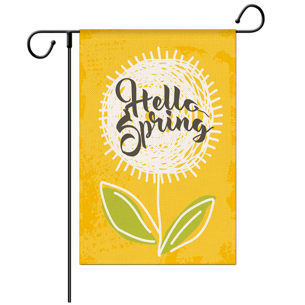 Drapeau de bienvenue printanier - Drapeau de jardin saisonnier - Modèles de drapeaux de jardin - Illustration