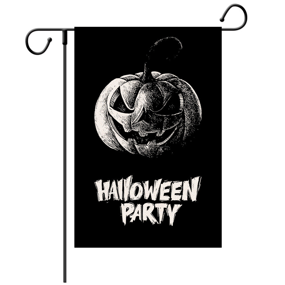 Halloween Welcome Flag - Pumpkin Monster/Witch/Zombie  Garden Flag - Yard Flag Designs - Illustration 