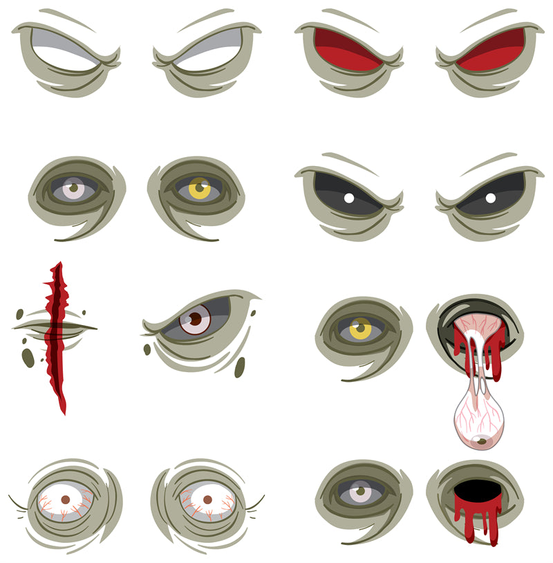Clips d'yeux de dessin animé à la main - Visage de dessin animé - Globe oculaire de dessin animé - Halloween