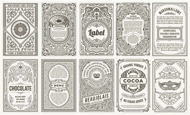 Collection de cadres de luxe, bordures victoriennes vintage, motifs décoratifs à la main - Téléchargement gratuit en format Png/PSD/JPG