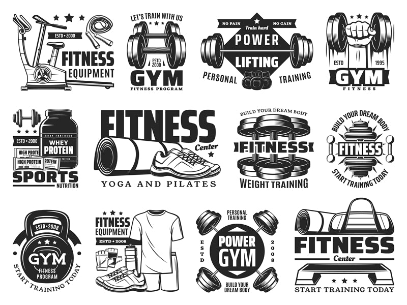 Muscle - GYM CLUB- FITNESS -HEALTHY BODY BUILDING -LOGO IMAGE VECTOR 