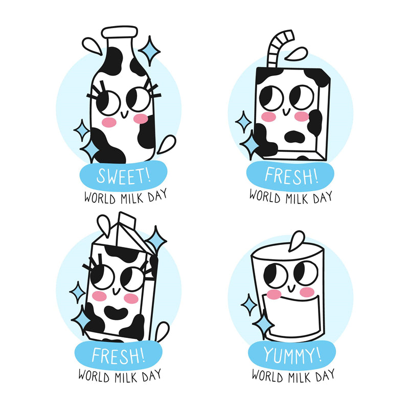 Handdraw Milk Elements - Cow Milk -Milk Bottle - Milk Logo - Design  -Iluustration