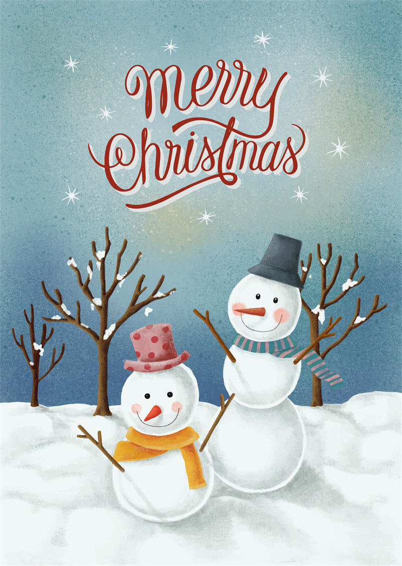 Bonhomme de neige d'hiver, saison de Noël, fond dessiné à la main - Téléchargement gratuit au format PNG/PSD/JPG