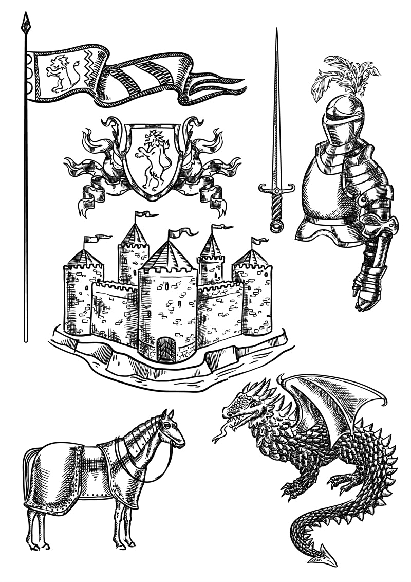 _silhouettes_de_dragons_volants_reptiles_crachant_du_feu_dragons_médiévaux_ailés_mascottes_dragons_effrayants_ensemble_d'illustrations_vectorielles_plates_silhouettes_dragons_fées