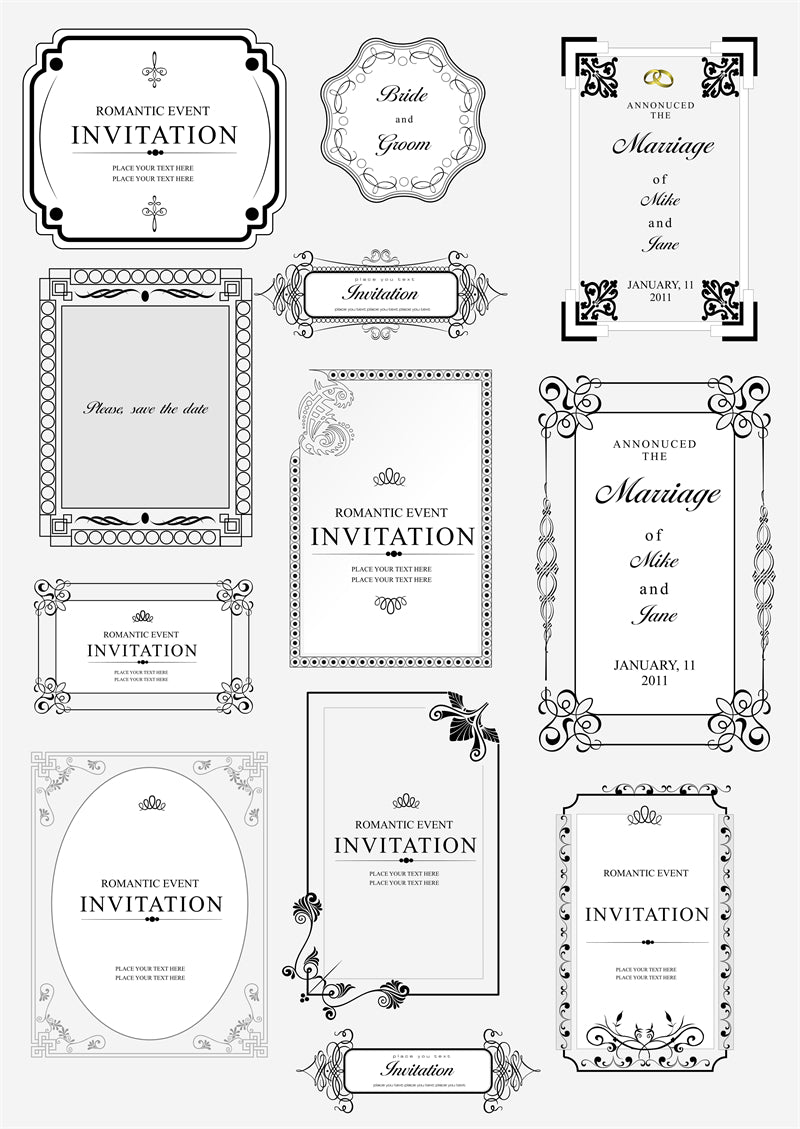 Collection de cadres de luxe, bordures victoriennes vintage, motifs décoratifs à la main - Téléchargement gratuit en format Png/PSD/JPG