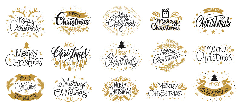 Merry Christmas Handwriting Elements - Vector - Illustration - Happy New yaer - Warm Wishes -Holly Jolly-Free Download