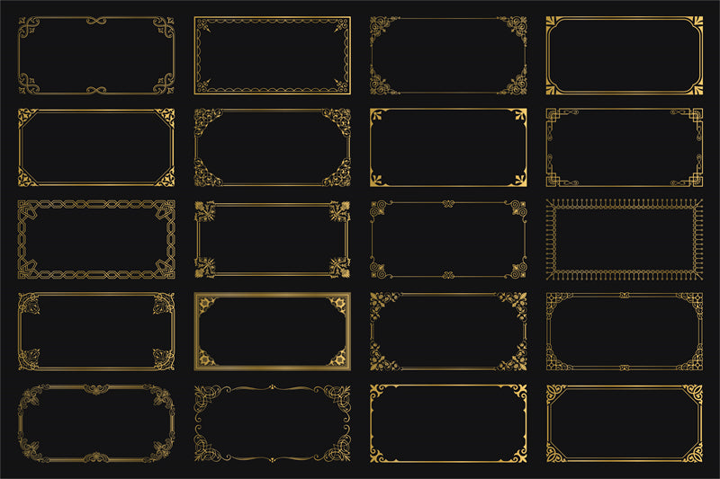 Collection de cadres de luxe, bordures victoriennes vintage, motifs décoratifs à la main - Téléchargement gratuit en format Png/PSD/JPG