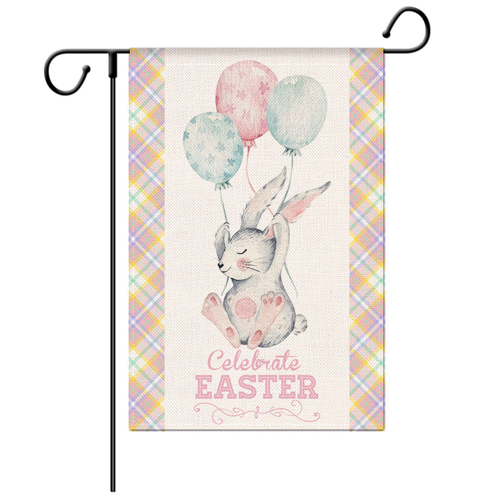 Easter Welcome Flag - Bunny Garden Flag - Yard Flag Designs - Illustration