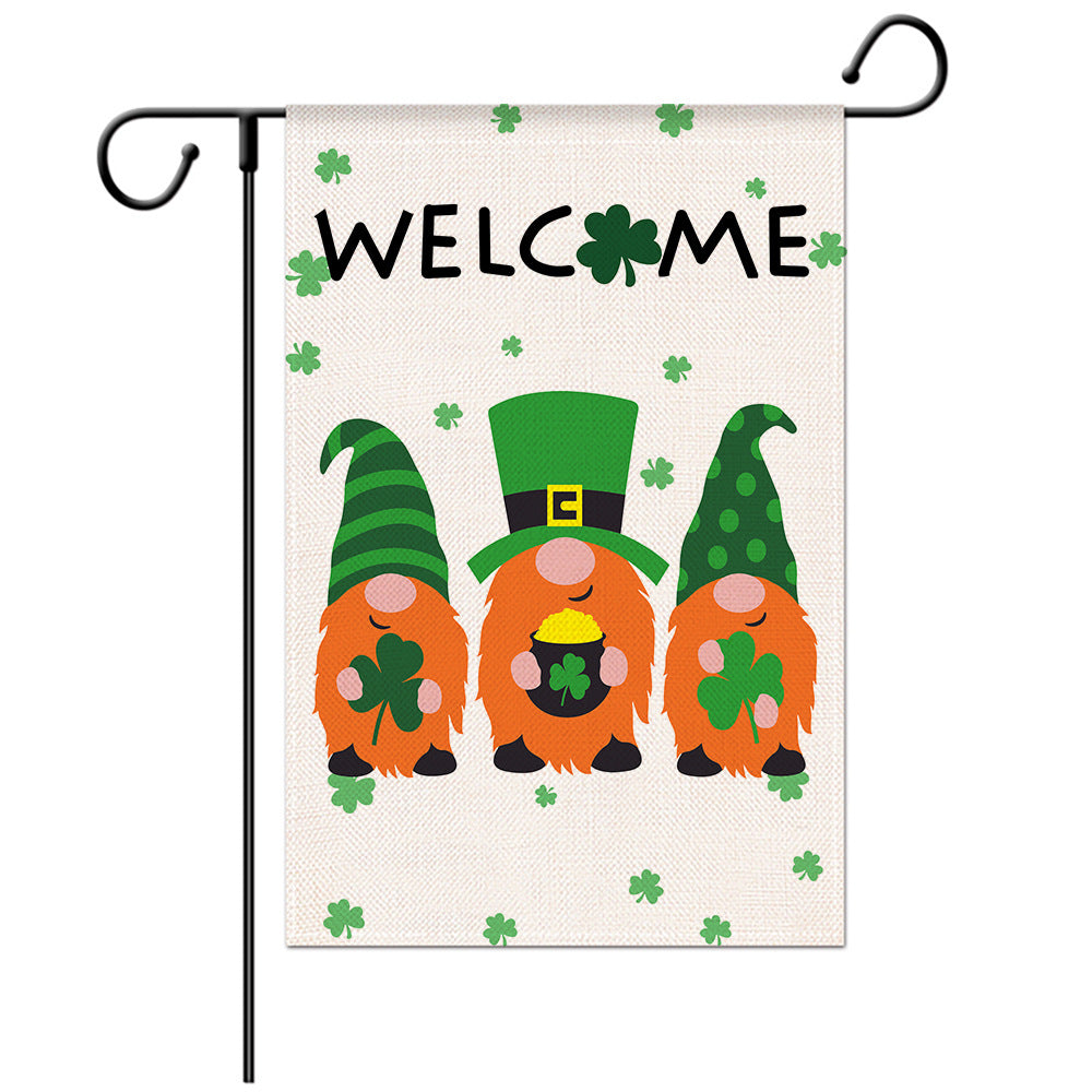 St Patrick's Day Welcome Flag -  Garden Flag - Yard Flag Designs - Illustration