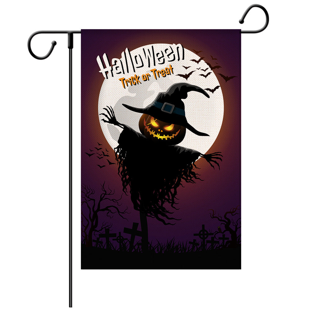 Halloween Welcome Flag - Pumpkin Monster/Witch/Zombie  Garden Flag - Yard Flag Designs - Illustration 