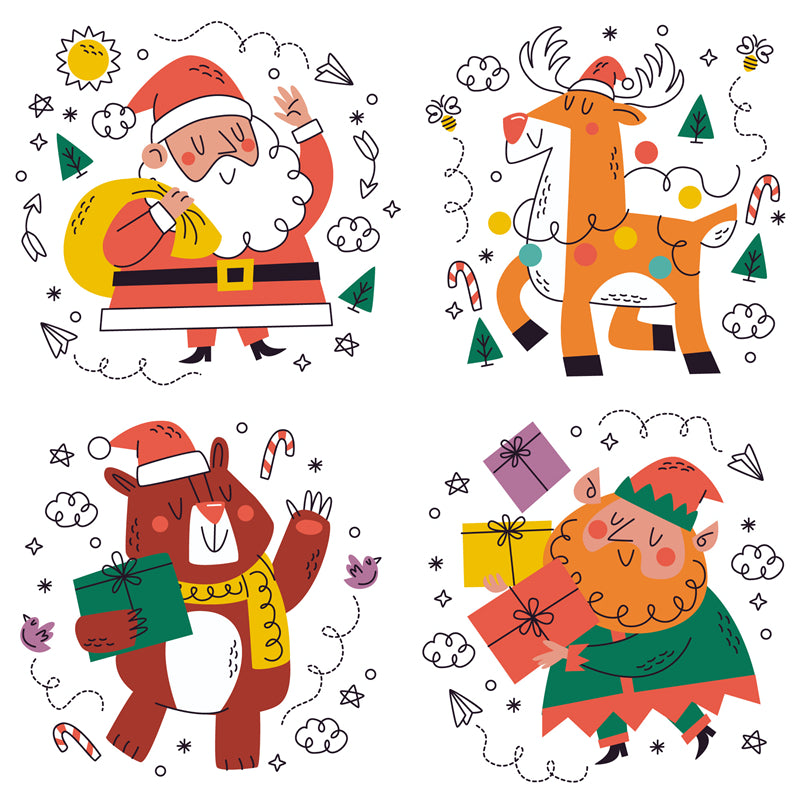Éléments du Père Noël dessinés à la main - Vecteur - Illustration - Téléchargement gratuit - Dessin animé