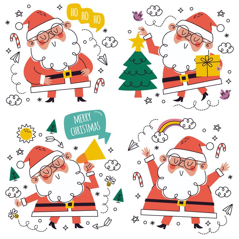 Handdraw Santa Claus Elements - Vector - Illustration Free Download - Cartoon