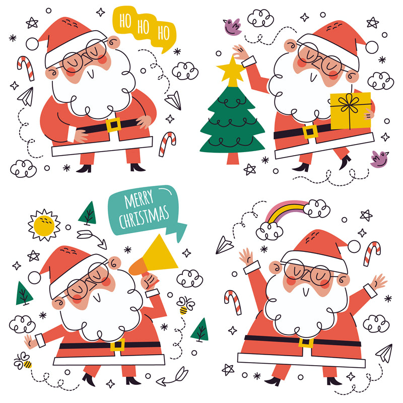 Éléments du Père Noël dessinés à la main - Vecteur - Illustration - Téléchargement gratuit - Dessin animé