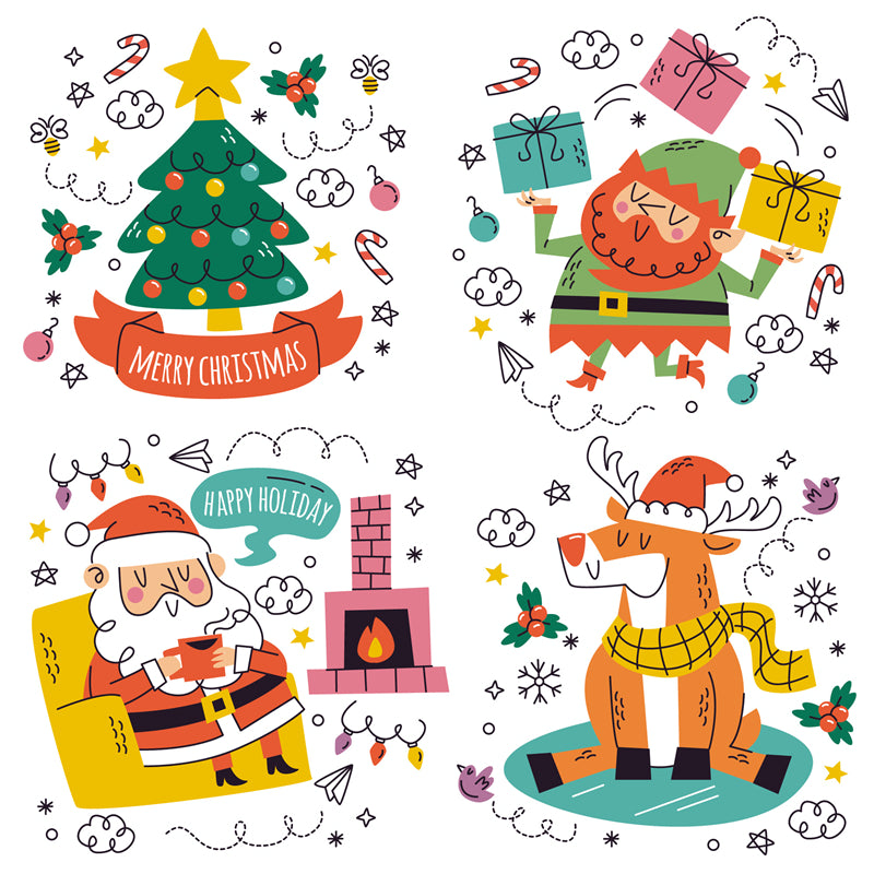 Éléments du Père Noël dessinés à la main - Vecteur - Illustration - Téléchargement gratuit - Dessin animé