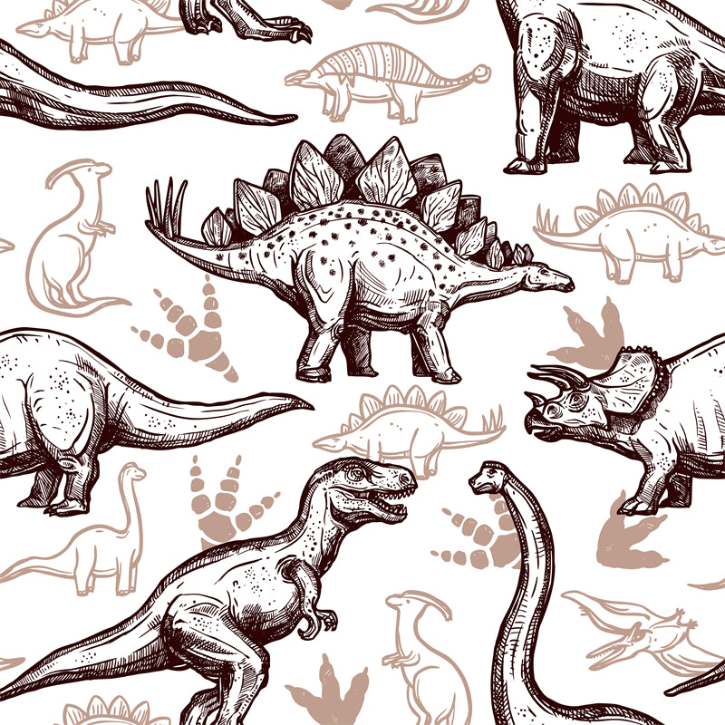 Éléments de dinosaures - Dessin à la main - Vintage - Croquis - Vecteur gratuit
