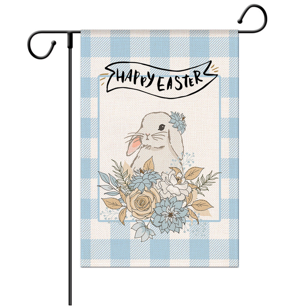 Drapeau de bienvenue de Pâques - Drapeau de jardin lapin - Modèles de drapeaux de jardin - Illustration