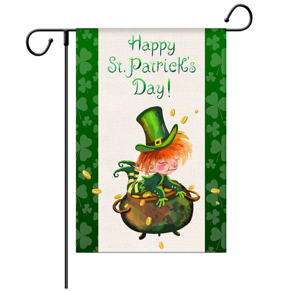 St Patrick's Day Welcome Flag -  Garden Flag - Yard Flag Designs - Illustration