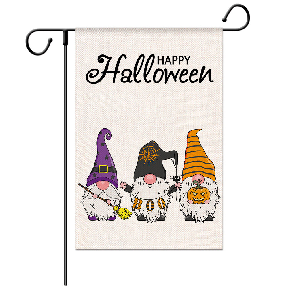 Halloween Welcome Flag - Pumpkin Monster/Witch/Zombie  Garden Flag - Yard Flag Designs - Illustration 