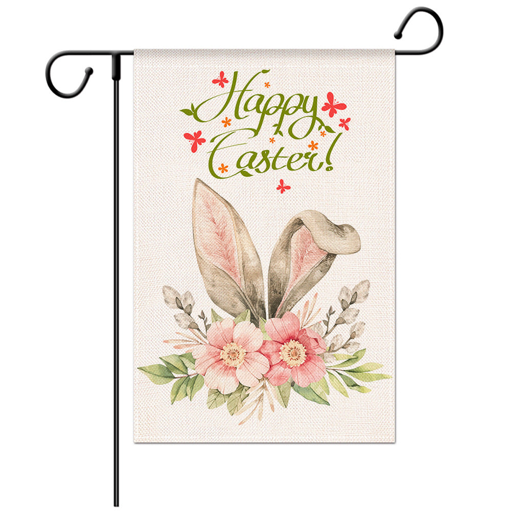 Easter Welcome Flag - Bunny Garden Flag - Yard Flag Designs - Illustration