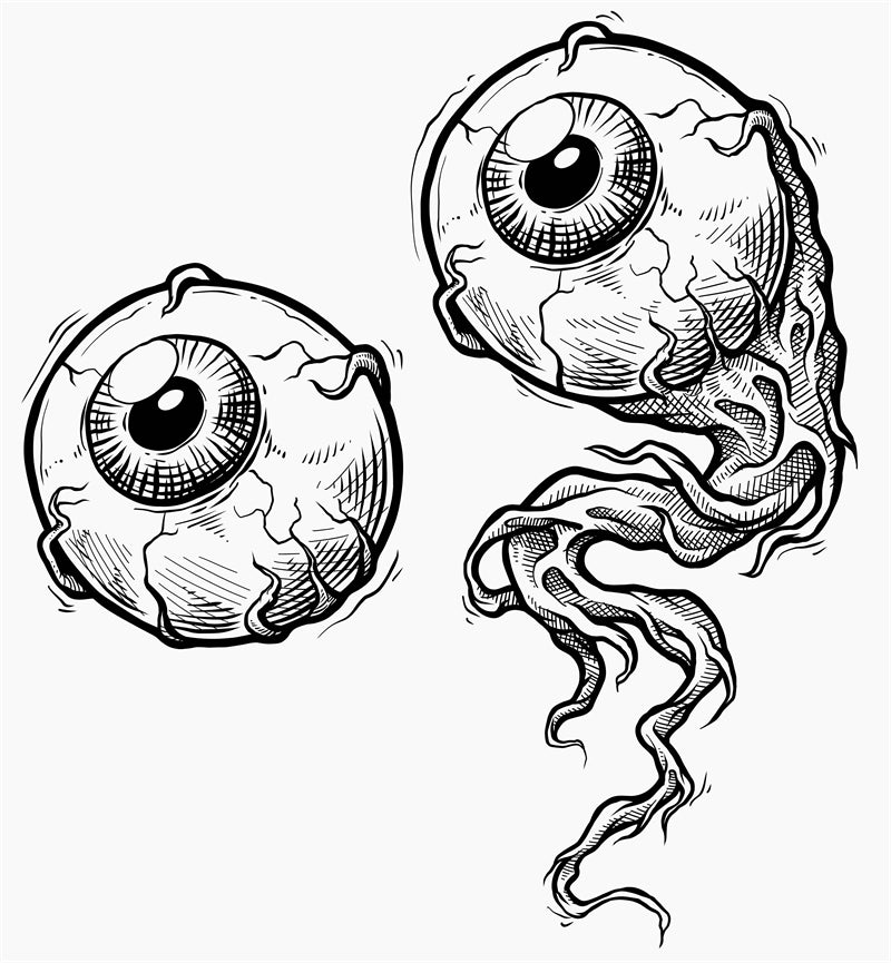 Handdraw Eye Ball Illustration - Vector -Logo Design -Flaming Eyes Balls   