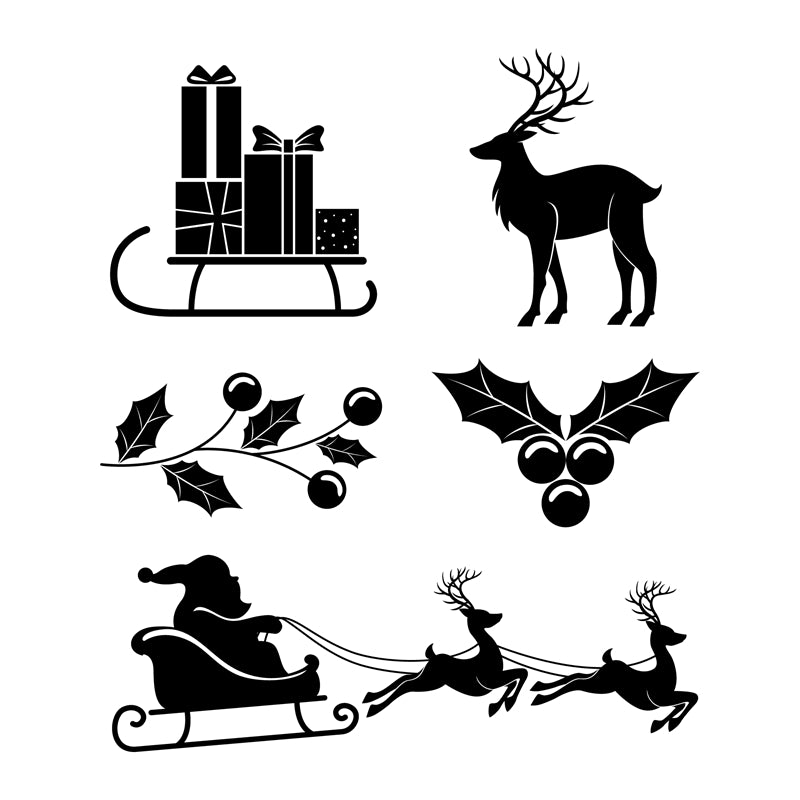 Santa Sleigh &Reindeer - Christmas Season Elements - Elk Pattern -  Png/PSD/JPG/ Free Download