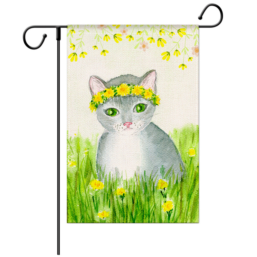 Drapeau de bienvenue printanier - Drapeau de jardin saisonnier - Modèles de drapeaux de jardin - Illustration