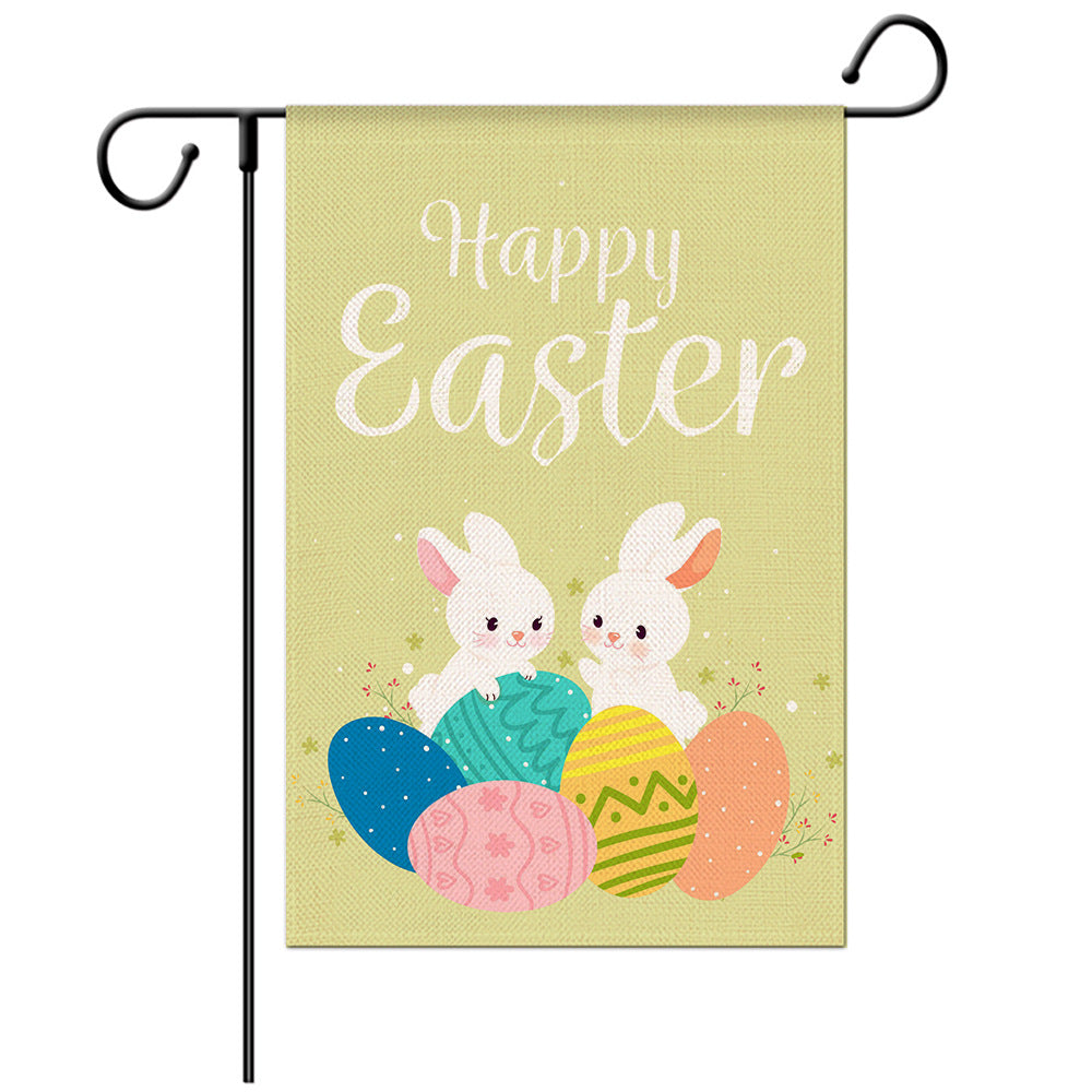 Drapeau de bienvenue de Pâques - Drapeau de jardin lapin - Modèles de drapeaux de jardin - Illustration