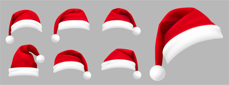 Santa Claus's Hat Collection - Illustration - Vector  HANDDRAW Vintage - Decoration