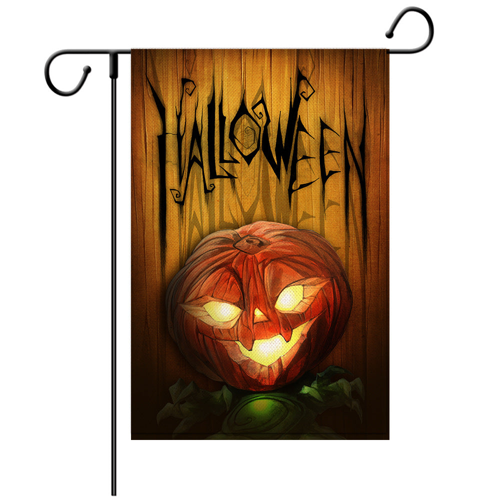 Halloween Welcome Flag - Pumpkin Monster/Witch/Zombie  Garden Flag - Yard Flag Designs - Illustration