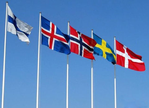 From left to right - Finland, Iceland, Norway, Sweden and Denmark.