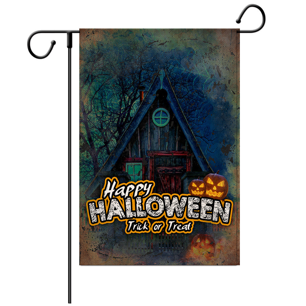 Halloween Welcome Flag - Pumpkin Monster/Witch/Zombie  Garden Flag - Yard Flag Designs - Illustration