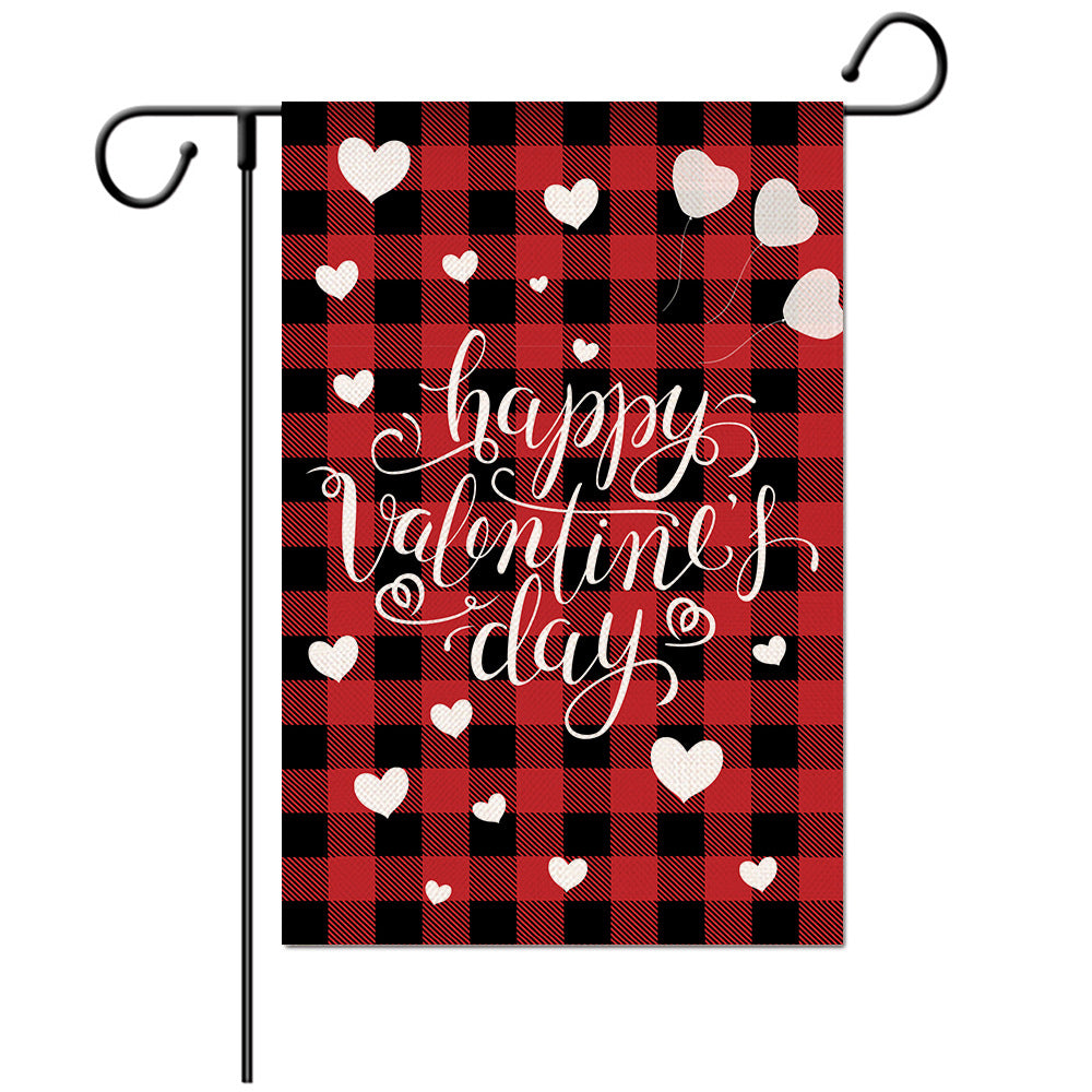 Valentine's Day Welcome Flag -Love Garden Flag - Yard Flag Designs - Illustration